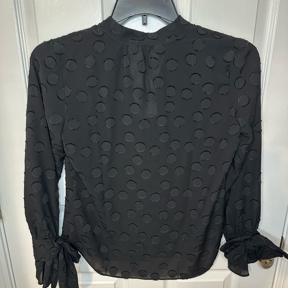NWT Ann Taylor Womens Blouse XXS Tie Sleeve Elegant Dainty Whimsical Textured - Picture 4 of 5